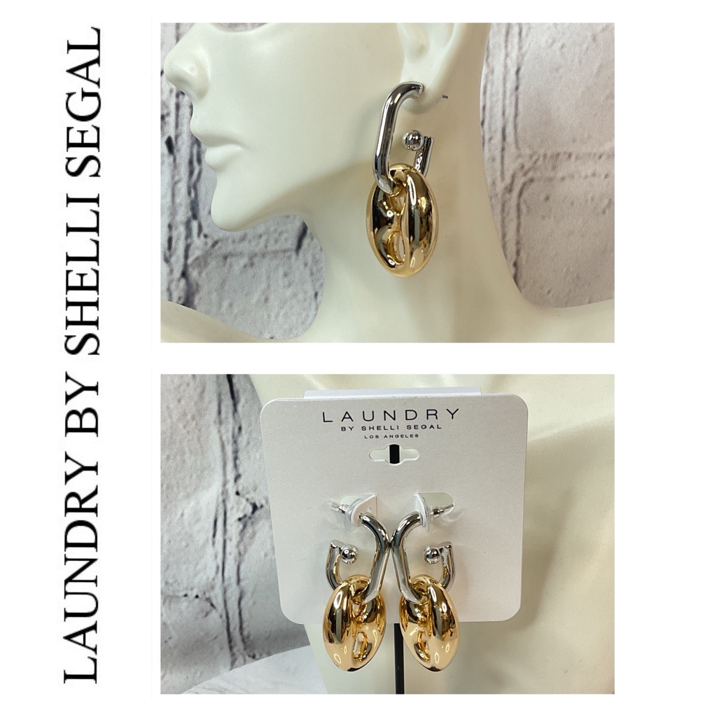 Shelli Segal Two Tone Linked Hoop Earrings